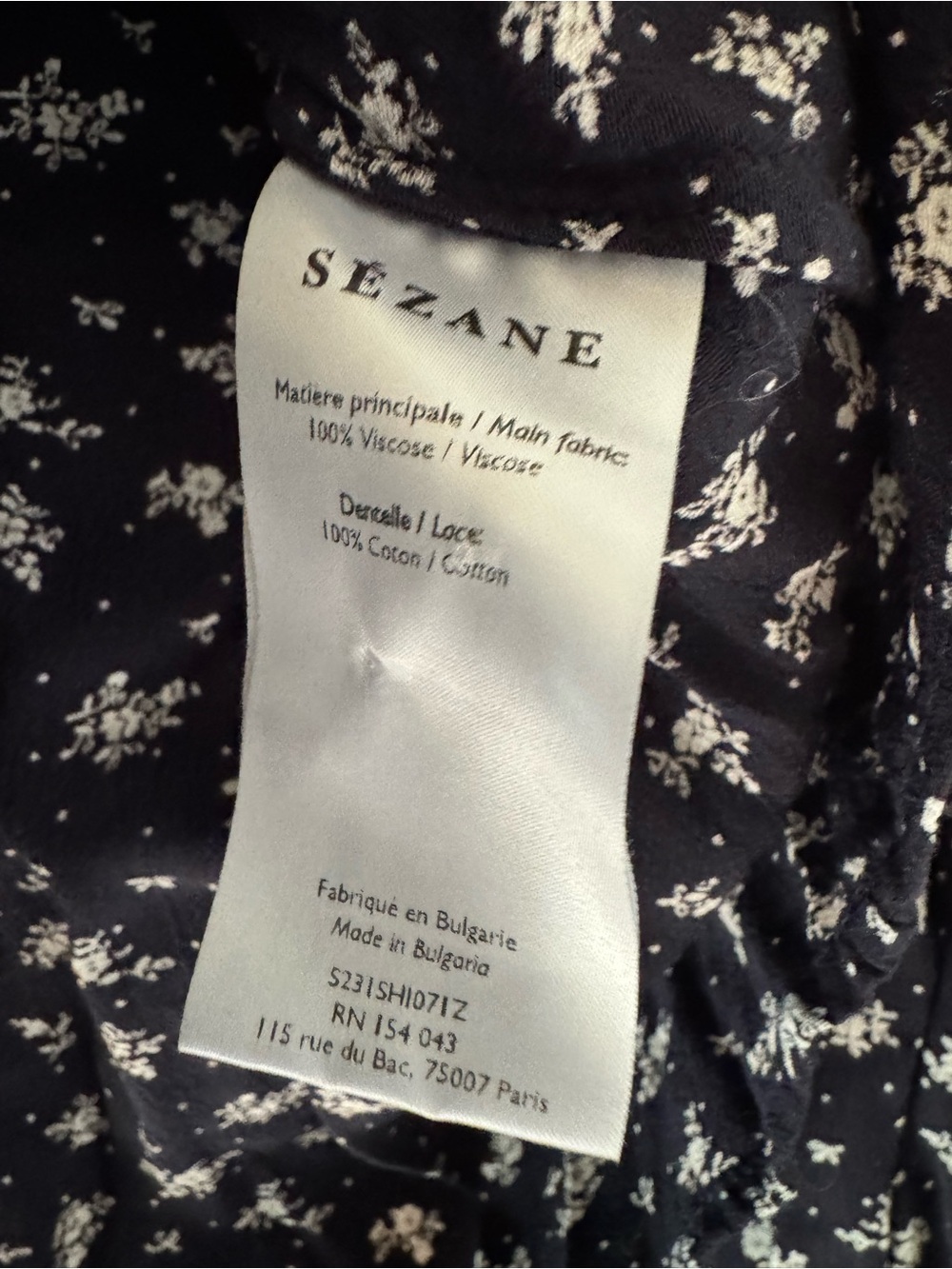Sezane x Sea NY Chlo Shirt Navy Floral FR36 - Picture 13 of 14